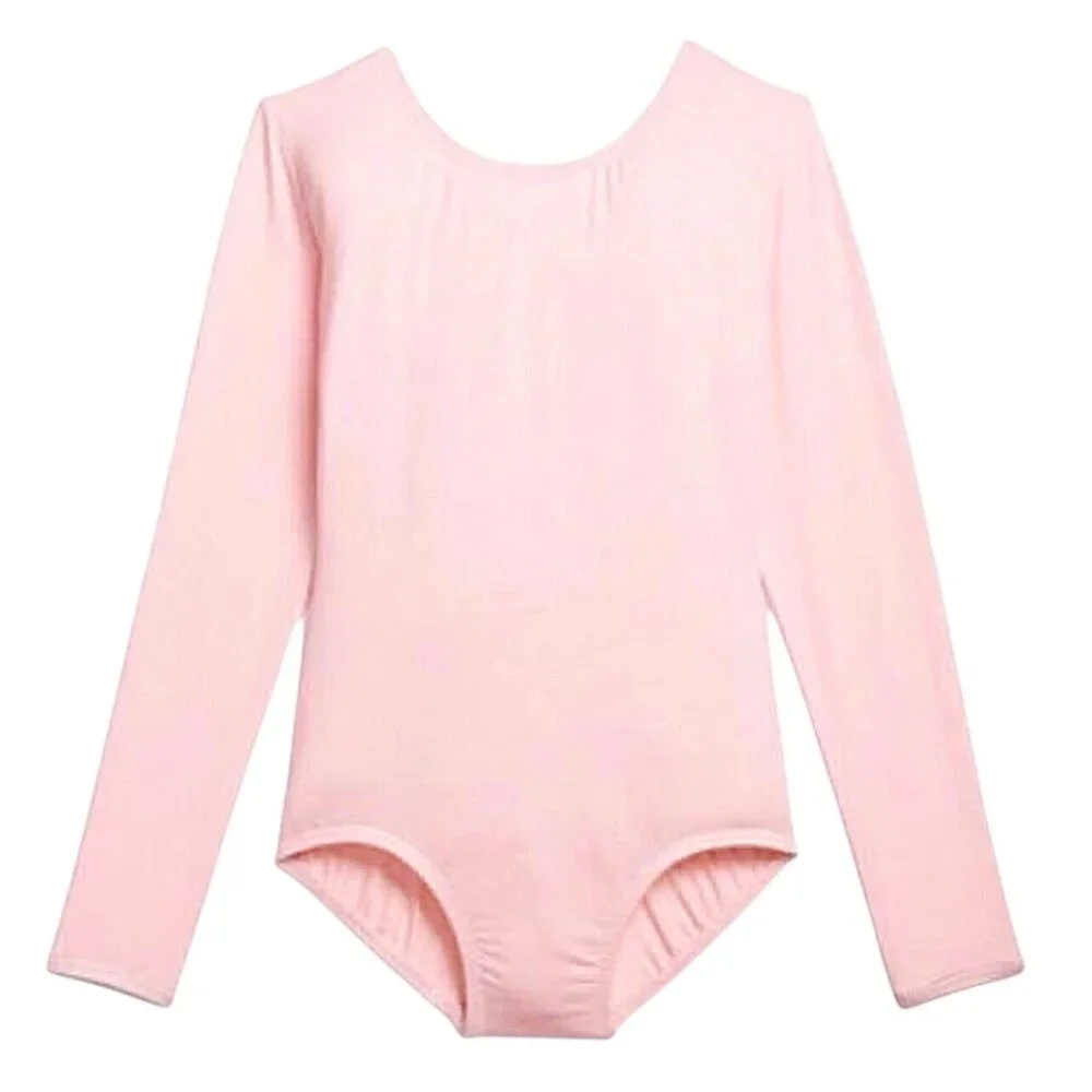 Danskin Childs M 8-10 Leotard Petal Pink Long Sleeve Scoop Neck Dance